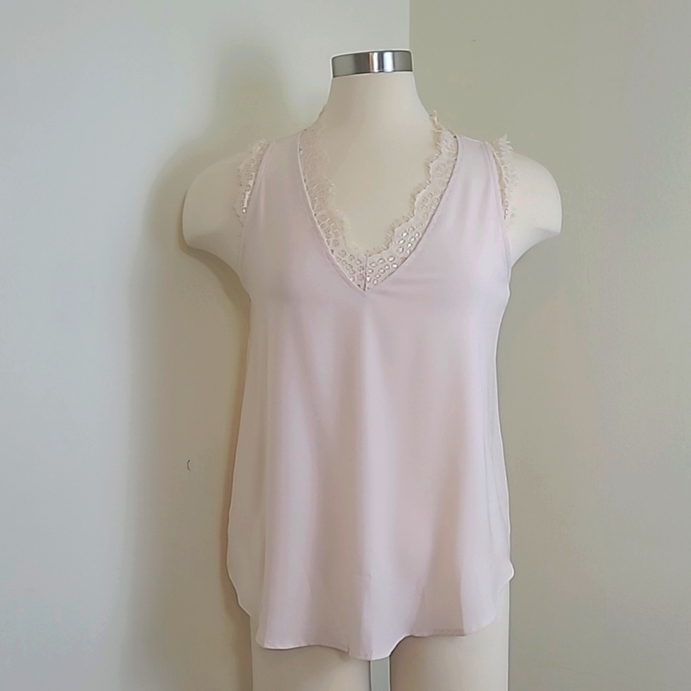 Sleeveless Lace V-Neck Cami Top Size Small